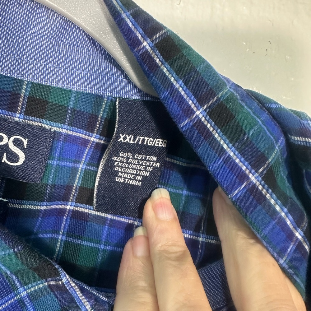 Chaps Shirt Mens Blue Green Plaid Size XXL EUC - Picture 5 of 7